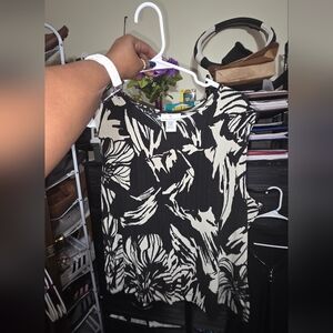 Black and Cream Floral Women's Top